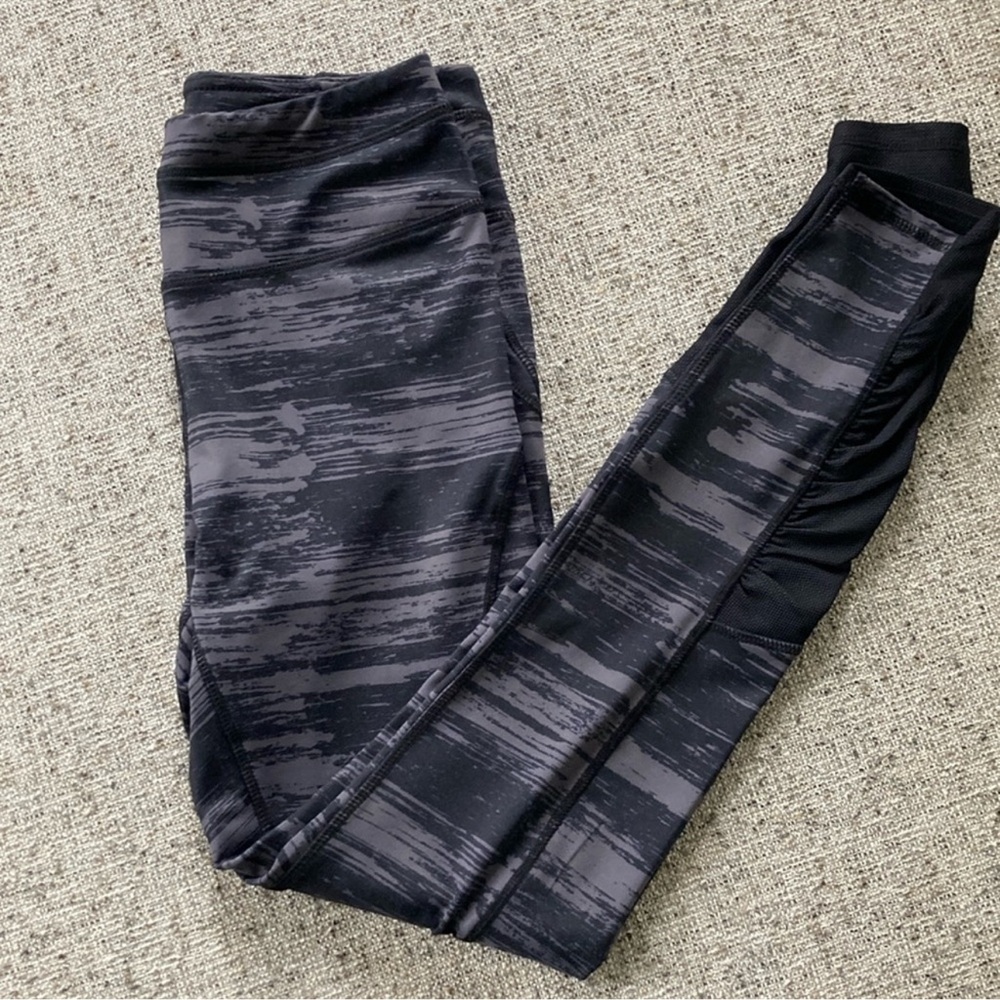 Kyodan Black Leggings with Striped Pattern and Wide Waistband S